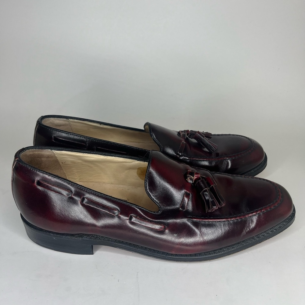 Stuart McGuire Tassel Loafer Slip On Shoes Burgundy Leather Men's Size 9C
